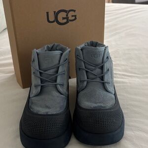 UGG Boys Slate Blue Suede Waterproof Lace-Up Boots